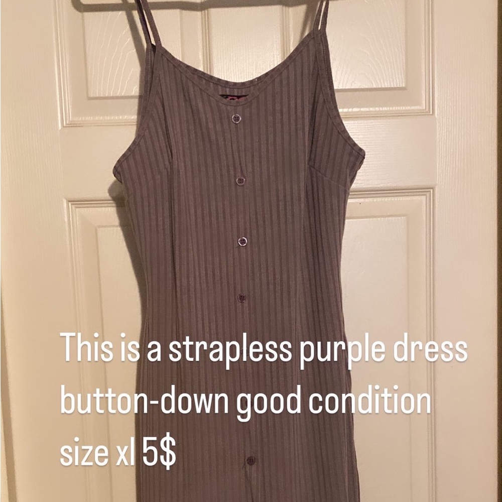 Strapless, purple dress button down